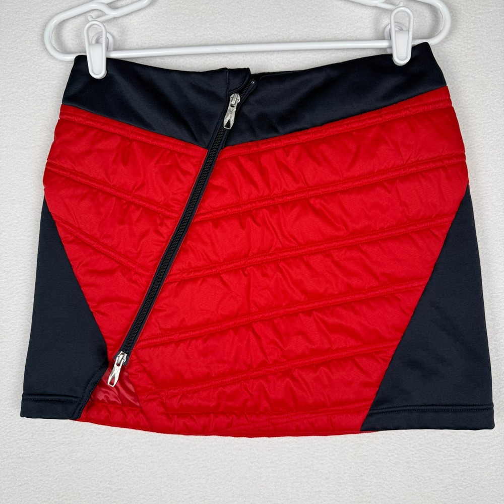 Spyder Womens S Red Black Quilted Insulated Puffer Mini Skirt Zipper 878104